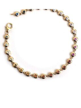 Aurora Spectrum Gemstone 14K (Custom) Yellow Gold Station Bracelet